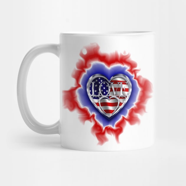 glowing heart within hearts American flag by DrewskiDesignz